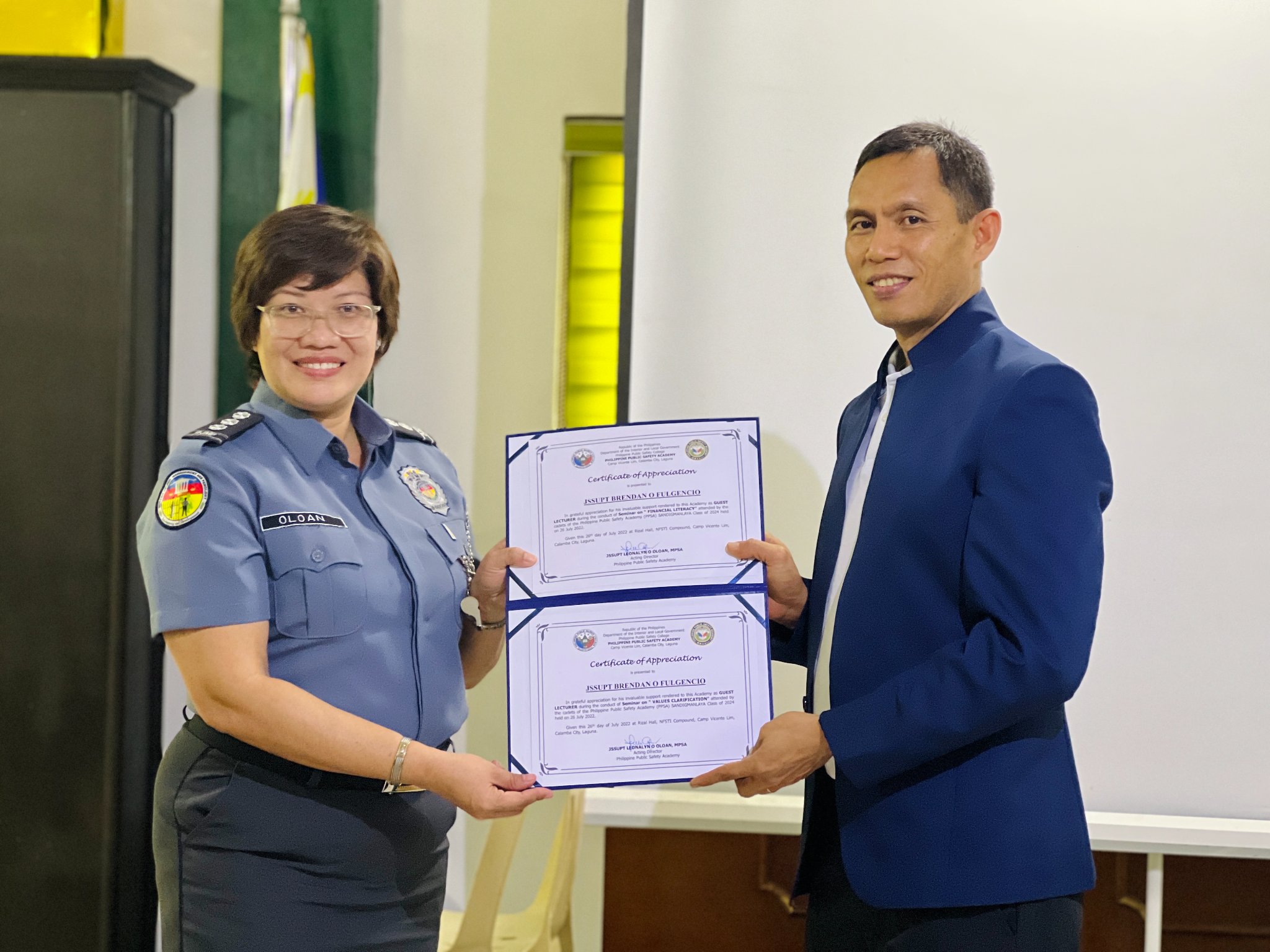 Director for Human Resource and Development of the Bureau of Jail Management and Penology (BJMP), JSSUPT BRENDAN O FULGENCIO